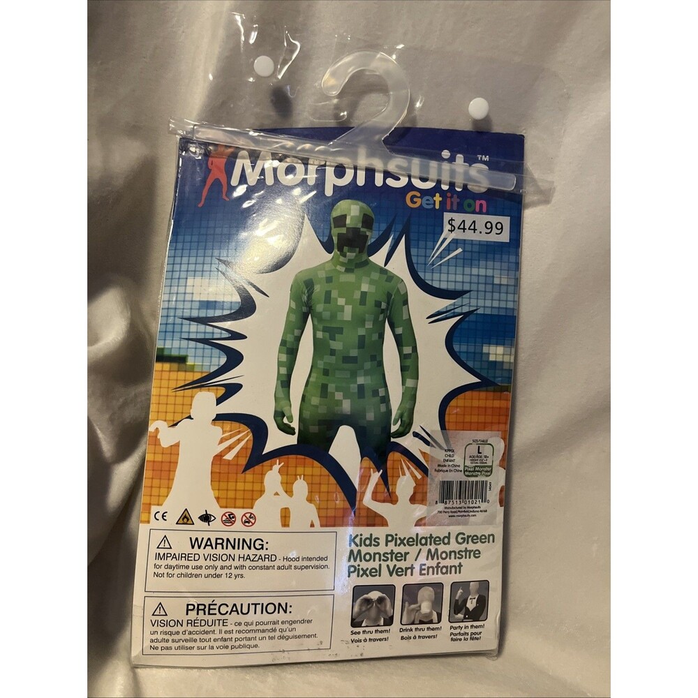 Morphsuits Kids L Cosplay Minecraft Pixelated Green Monster Halloween Costume